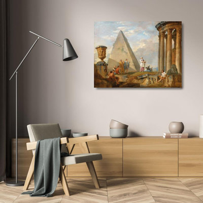 "Ruins with a Woman Preaching" by  Giovanni Paolo Panini - Gallery Wrap Canvas Wall Art
