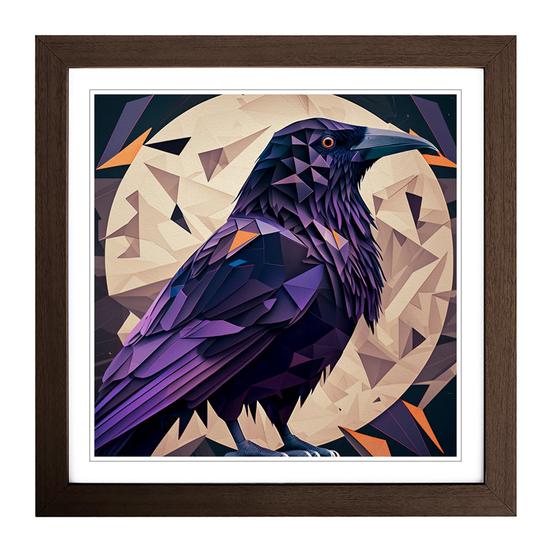 Raven Geometric - Framed Print, Walnut