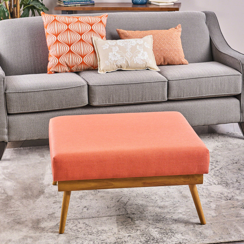 Mid Century Coral With Soft Cushioning And Leg Support Square Cushion Natural Rubberwood Legs