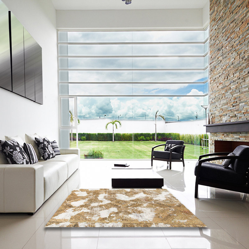 Tapis multicolore à motif abstrait Staunton, Carré 5 pi