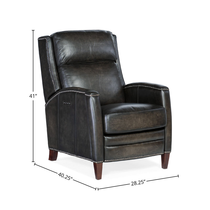 Dunsten Leather Manual Recliner, Manual, Dark Brown Genuine Leather