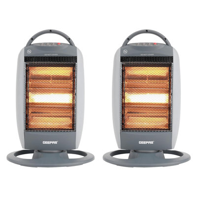 GEEPAS Halogen Heater 1200W | Instant Heating Energy Efficient Heater with 3 Heat Settings 400/800/1200W | Oscillation Function & Low Running Cost | 3 Bar Compact Radiator Home Office