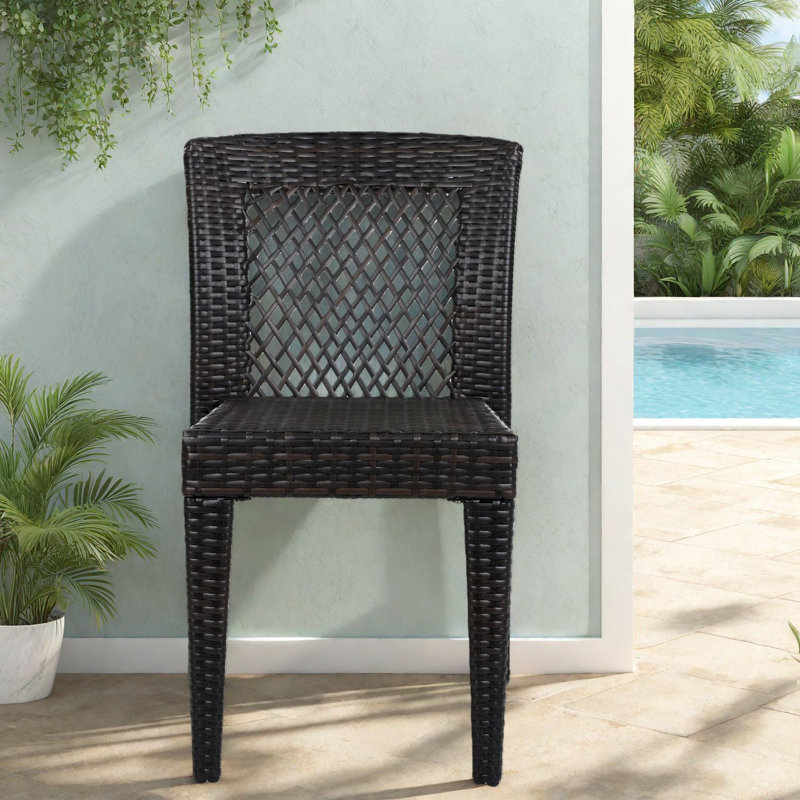 Chaises de patio empilables, en acier rotin Pe, d'extérieur compact et moderne