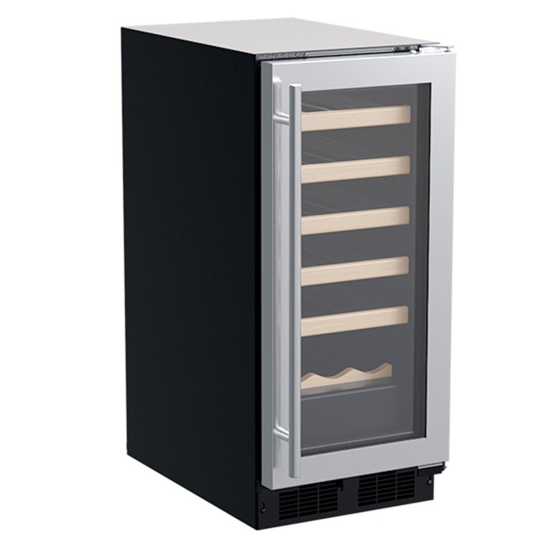 14.88" 23 Bottle Single Zone Built-In Wine Refrigerator with Stainless Steel Frame Glass Door