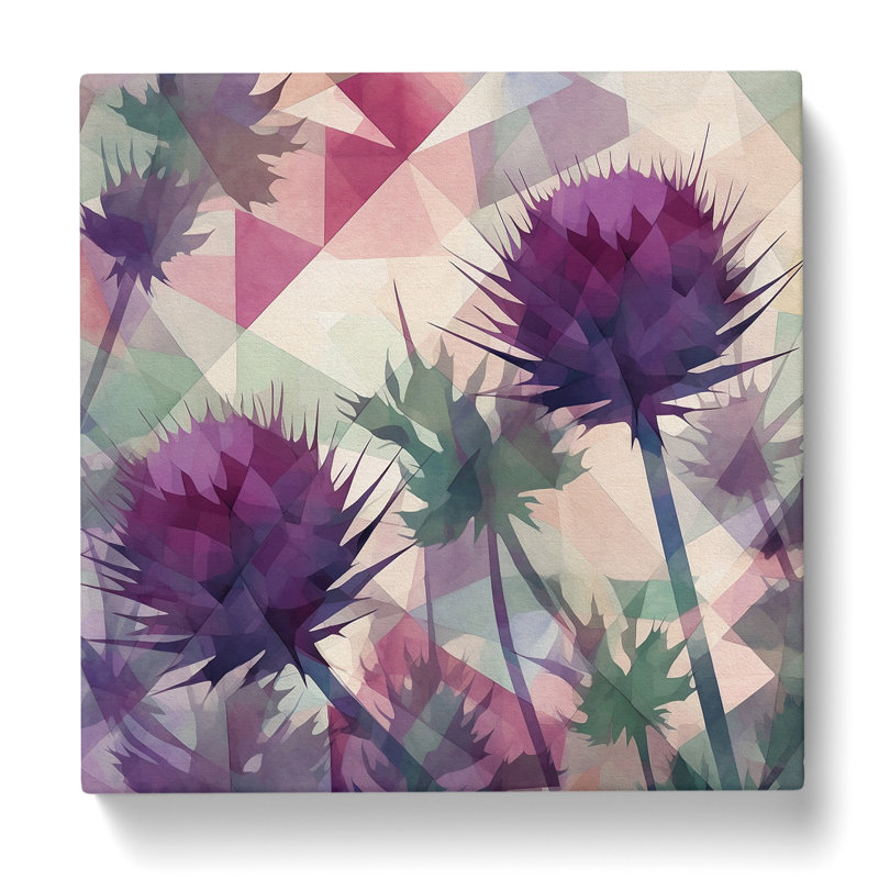 Thistle Geometric - Wrapped Canvas - Framed Print, 50cm H x 50cm W x 3cm D