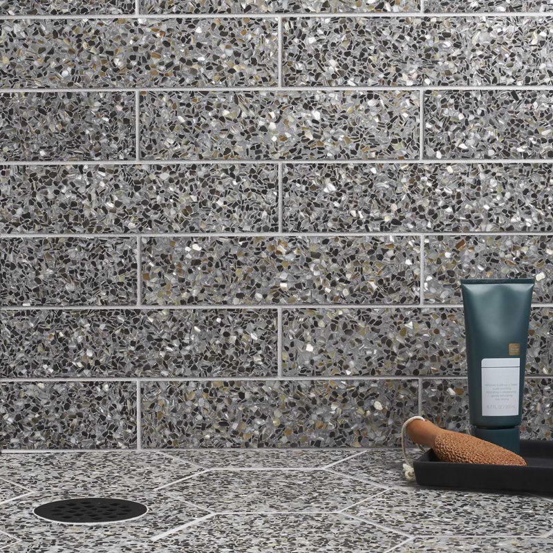 Reef Gray 3X12 Polished Pearl Terrazzo Tile