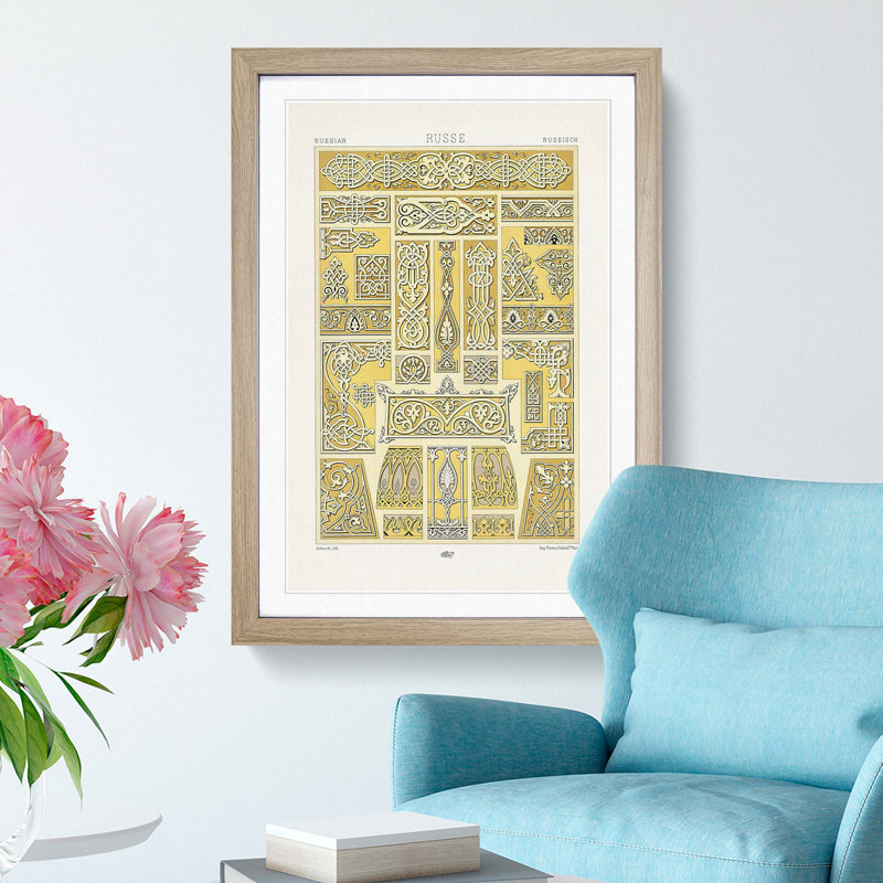 Russian Patterns by Albert Racinet - Picture Frame Painting Print, 76cm H x 50cm W x 2cm D, Oak