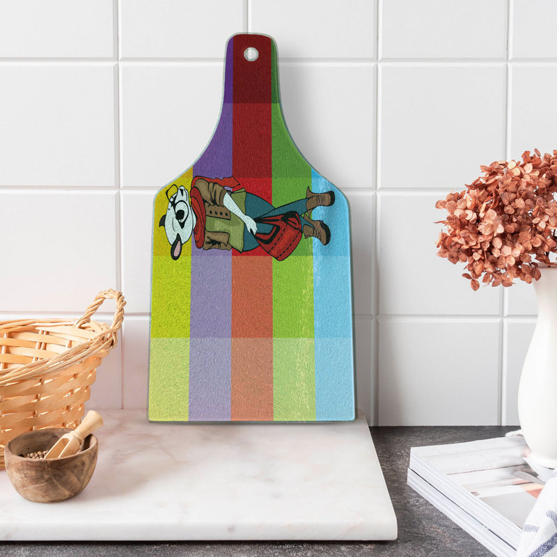 Multicolore amusant, multicolore, planche à découper en verre trempé Ambesonne