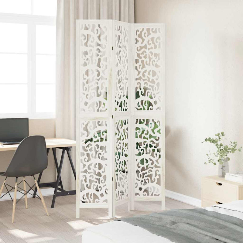 Paravent en bois massif blanc Paulownia, L 43,3 po x P 86,6 po, 3