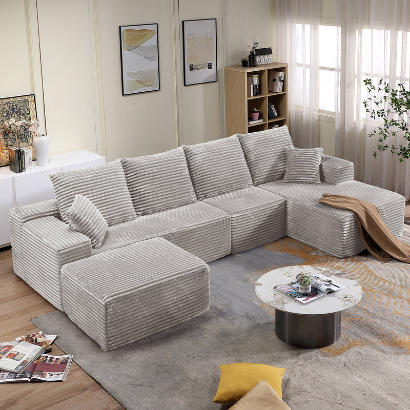 Canapé modulaire Bonfort, Gris, Orienté à gauche (vu de face)