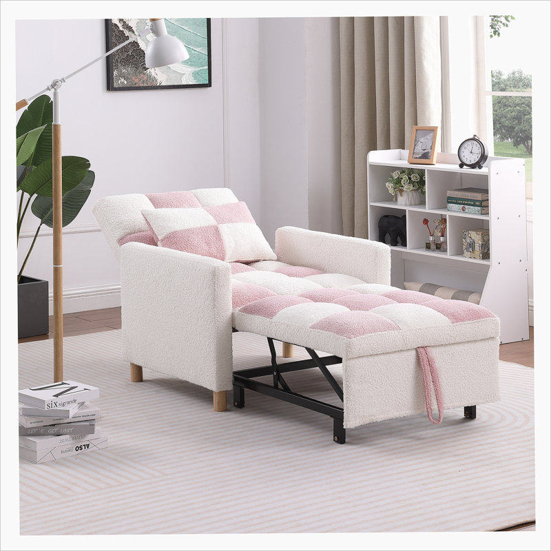 Chaise d'appoint rembourrée Somdath, Rose / blanc en double