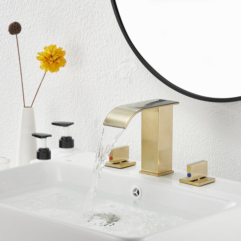 2-handle Bathroom Faucet with Drain Assembly, Brushed Gold