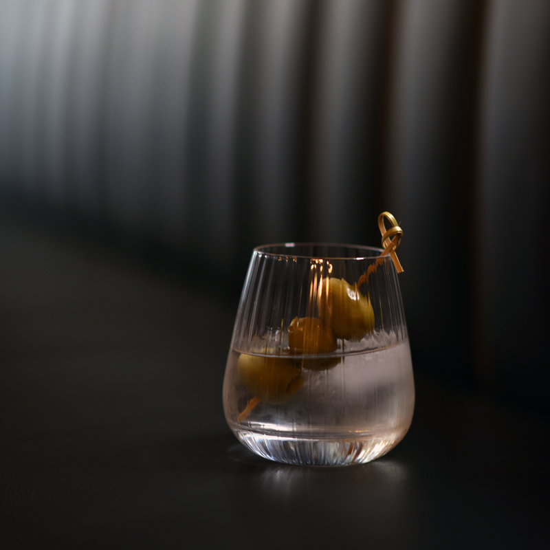 Mixology Ribbed Cocktail Club DOF Drinking Glasses (Set of 6), 13.5 oz