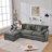 101.9-Inch Three-Seater Sofa, Made Of Cashmere Fabric, Equipped With A Movable Footstool, Modular Design-857893193
