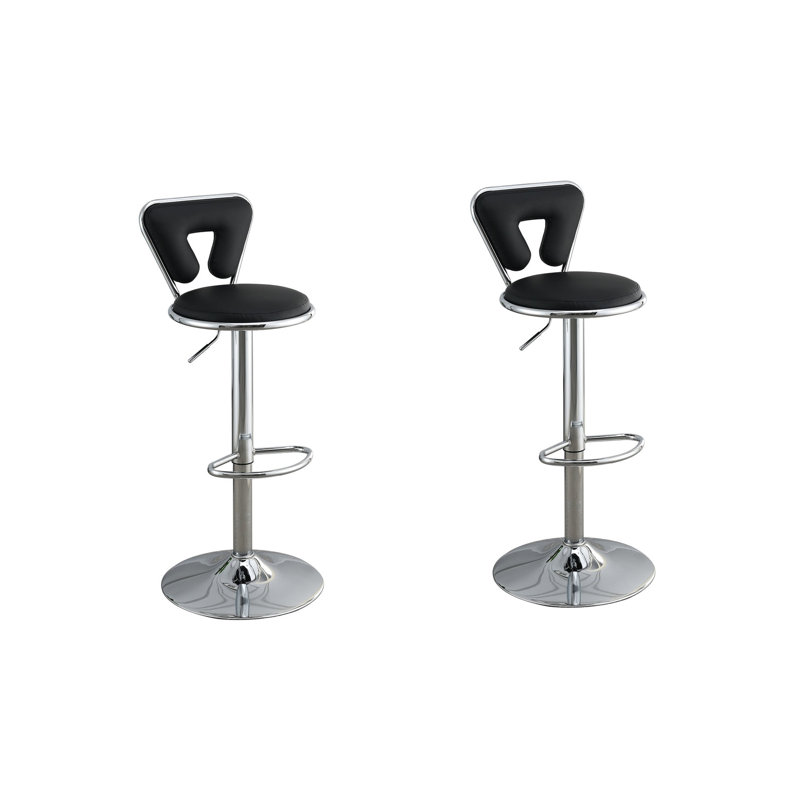 De 2 tabourets de bar modernes - hauteur réglable, similicuir noir, base (2 pièces) avec