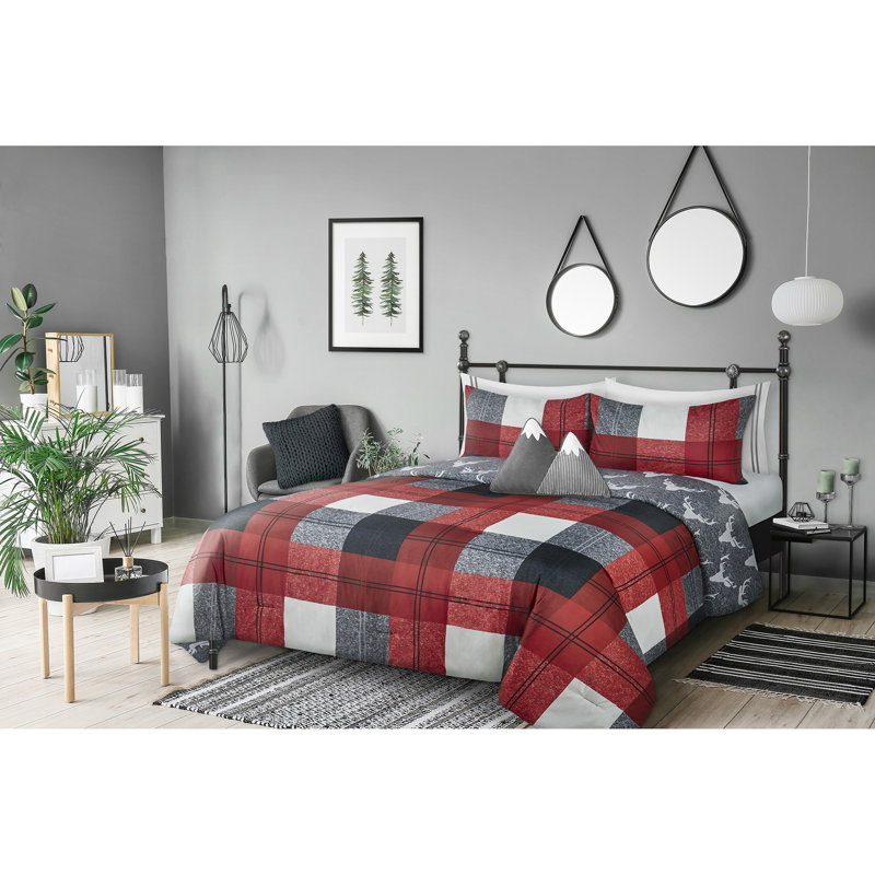 Ring Stitch Plaid Comforter, King