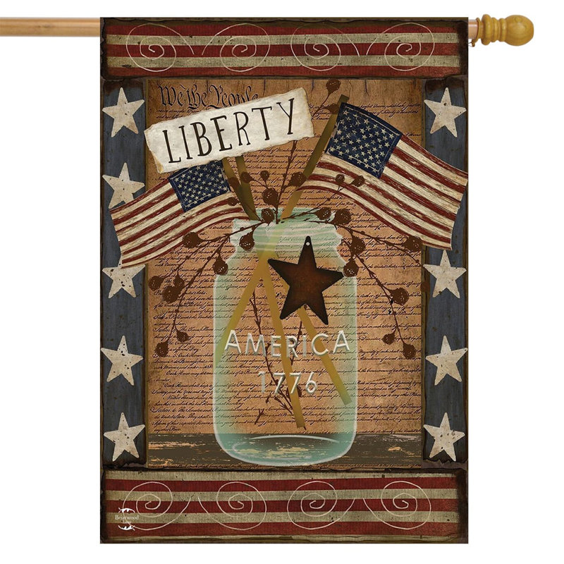 Drapeau Liberty Primitive House, Blanc / rouge / bleu / brun