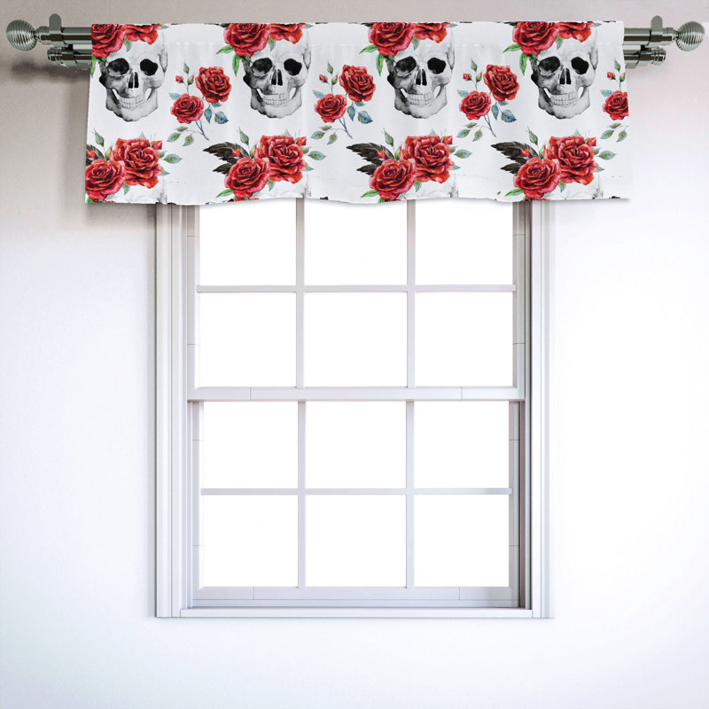 Sateen Floral Ruffled Window Valance