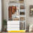 75" Led Wooden Armoire Wardrobe Closet With Mirror, 3 Doors & Adjustable Shelves, Storage Cabinet With Hanging Rod And Drawers For Bedroom, Living Room, Entryway-694566412