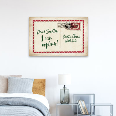 Carte postale «Dear Santa» - Lettre rétro «Santa» au père Noël, art rétro