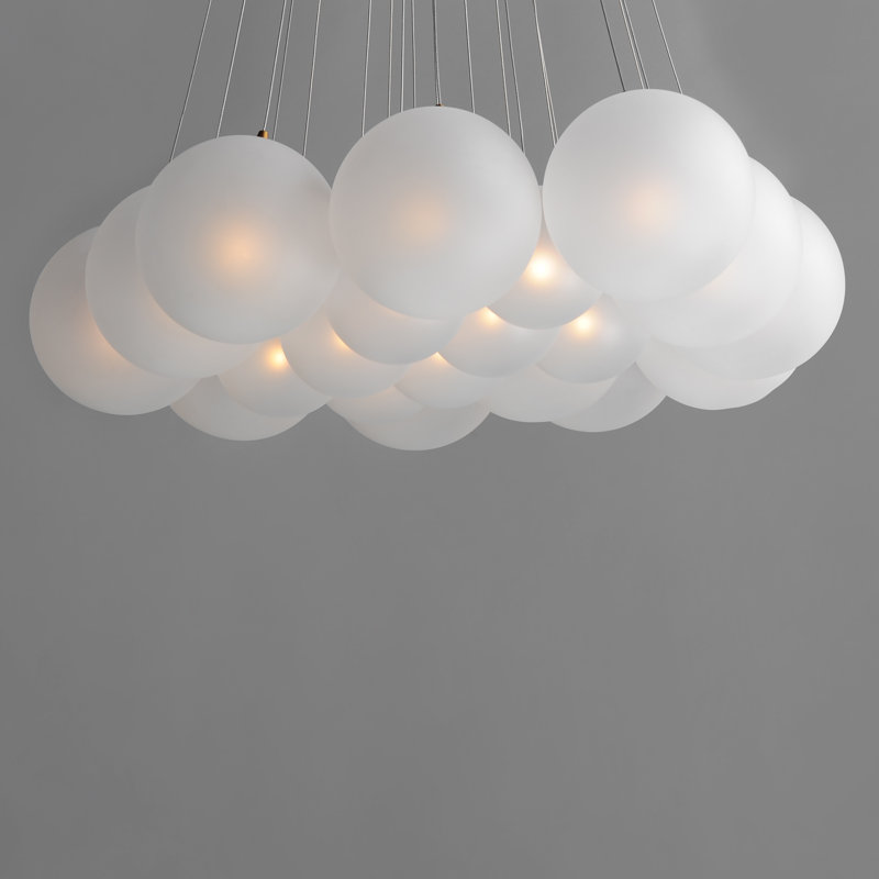 Luminaire suspendu grappe 20 lumières Alikee, Or, Blanc