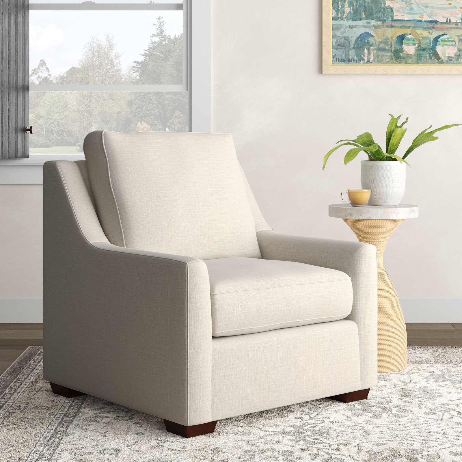Gemi Upholstered Armchair, Conversation Pearl