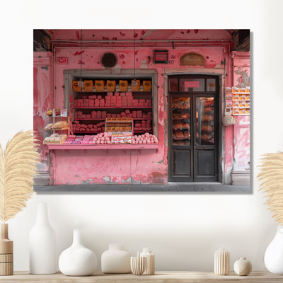 Décoration murale rose, gris et rétro - Boutiques et magasins