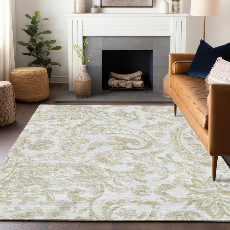 Premium Machine Washable Prisco Beige Rug, Rectangle 10' x 14'