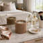 Bougie parfumée au jasmin en corde tressée pour la décoration du salon - Bougie moderne en verre pour table basse, étagère ou chambre - 10 cm, marron et transparent