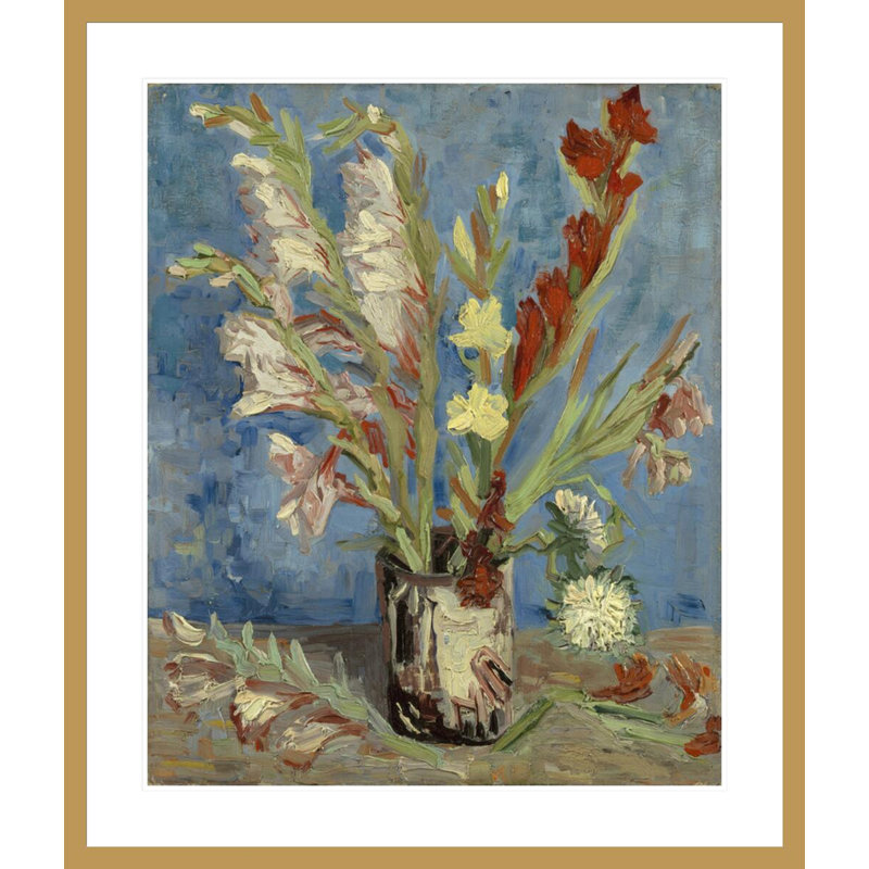 Vase avec glaïeuls et asters chinois par Vincent van Gogh, H 39,29 po x l 33,5 po