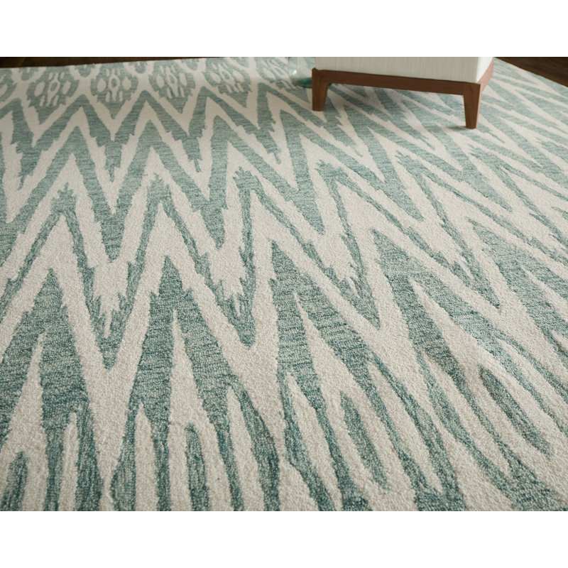 Wallace Modern Chevron Blue Area Rug, Rectangle 8' x 10'