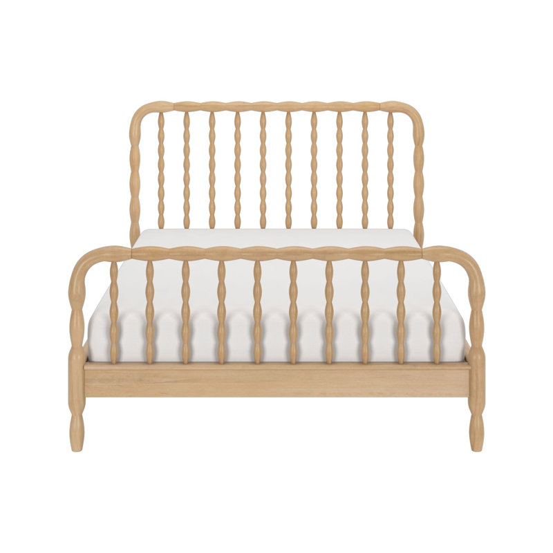Lit double en bois massif Lind, Beige, Complète