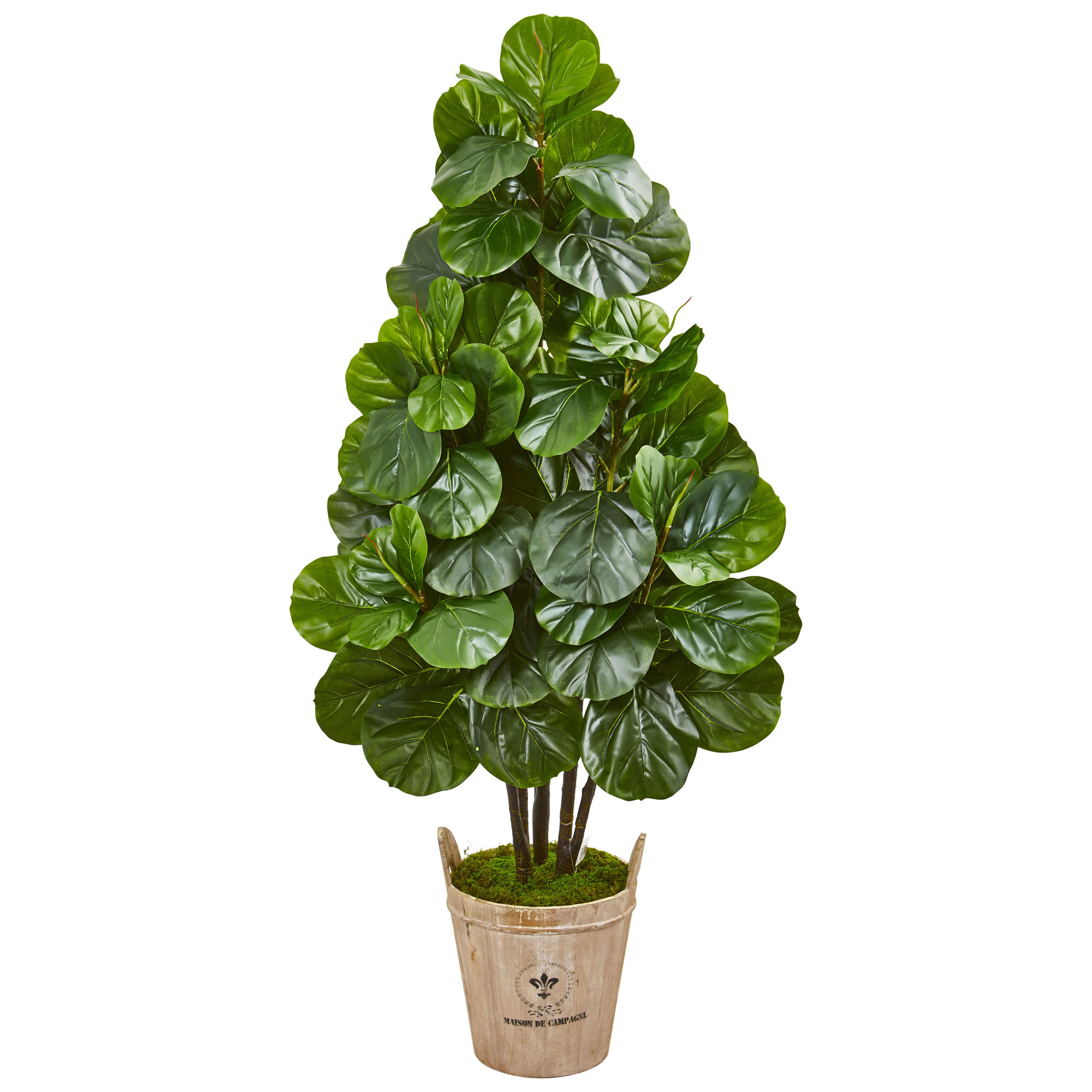 Gracie Oaks 60'' Faux Fiddle Leaf Fig Tree in Wood Planter | Wayfair