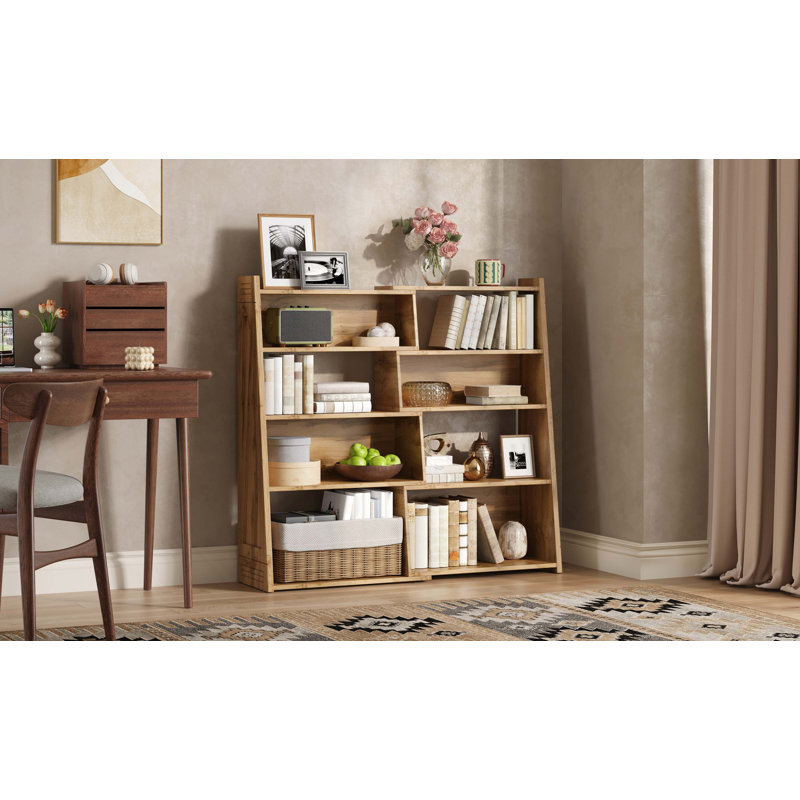 Étagère de rangement en bois extensible pour bibliothèque, bibliothèque réglable en L à 4 niveaux à 2 niveaux, extensible jusqu'à 47 pouces pour les coins muraux et les petits espaces