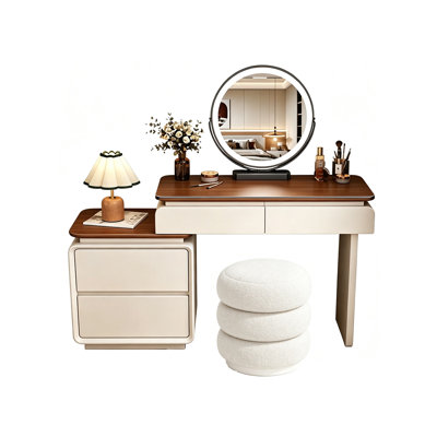 Coiffeuse minimaliste moderne de 159,5 cm avec miroir de maquillage