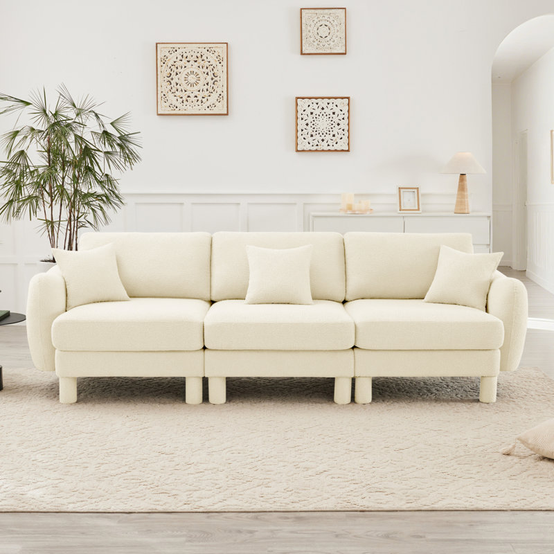 Canapé 3 places en tissu Boucle, Beige