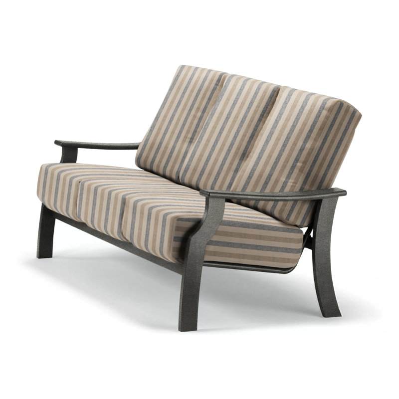 St. Catherine 74'' Wide Patio Sofa with Cushions, Canvas Navy Sunbrella® Canvas, Graphite