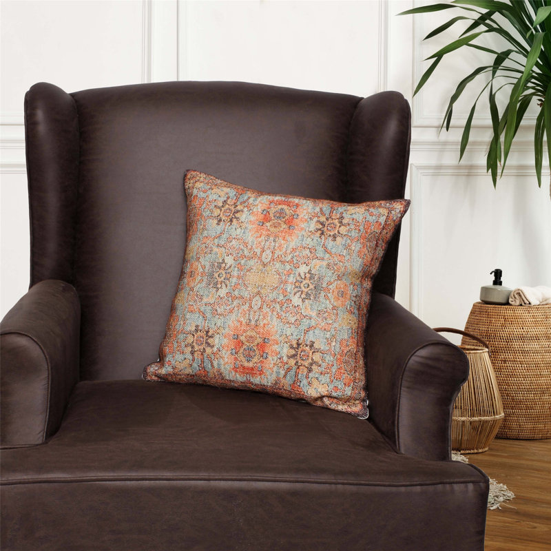 Coussin décoratif carré en coton fabriqué à la main à motif floral rétro