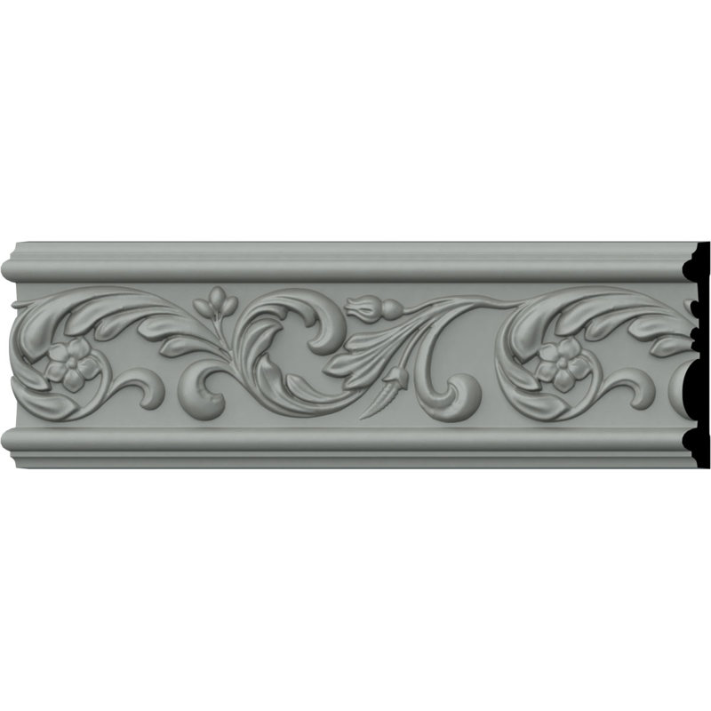 94.5" White Polyurethane Decorative Chair Rail Moulding