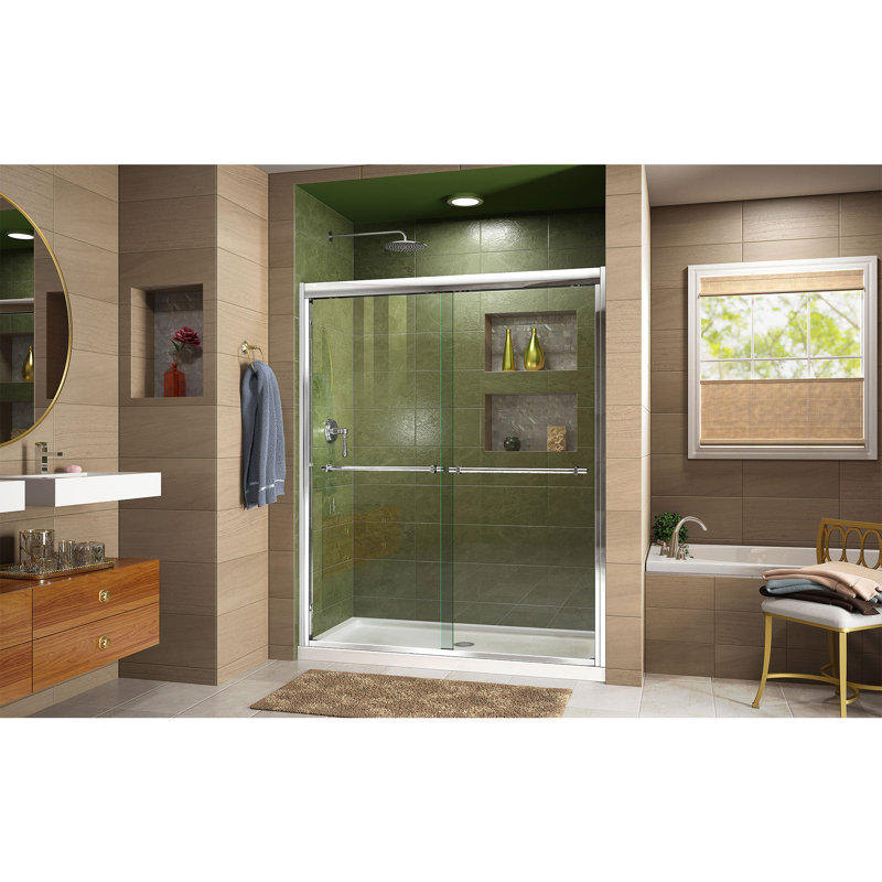 Duet 56" W x 72" H Bypass Frameless Shower Door with Clearmax™ Technology, Chrome