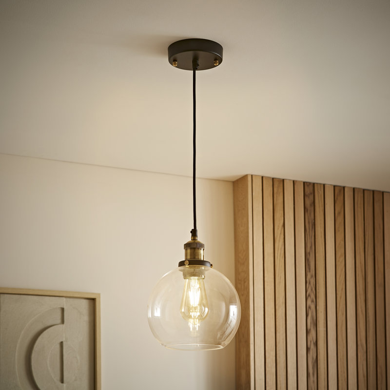 Cavallaro 1 - Light Antique Brass Effect/Black Single Pendant, Yes