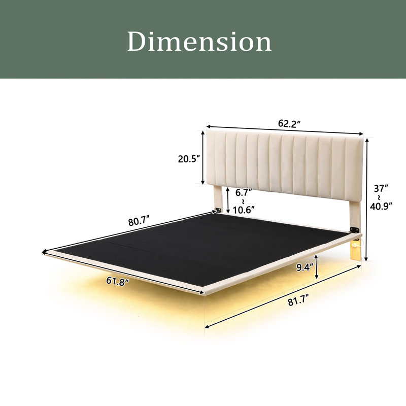 Grand lit plateforme, Beige