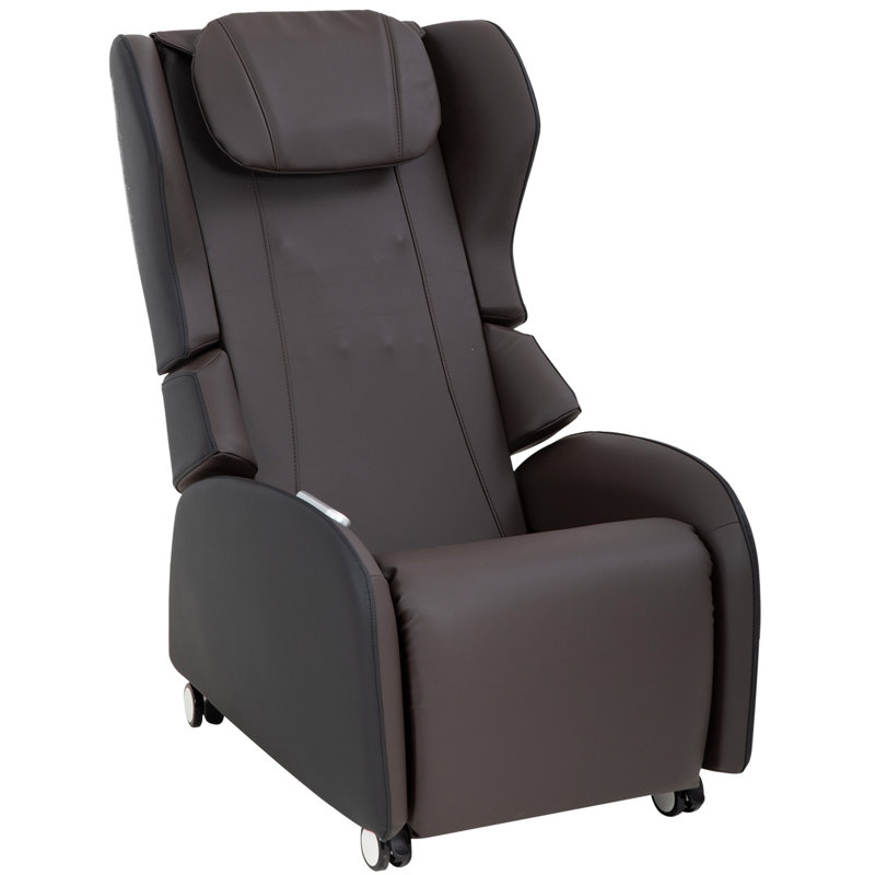 Fauteuil de massage inclinable électrique en similicuir, Brun
