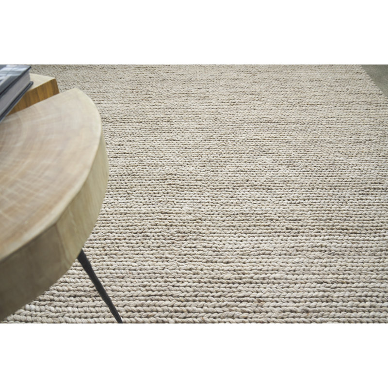Lauryn Handmade Hand-Loomed Beige Area Rug, Rectangle 5' x 8'