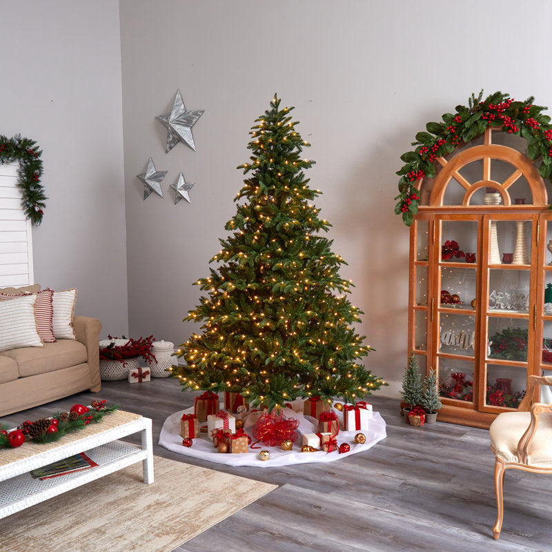 Lighted Artificial Spruce Christmas Tree, 8' H
