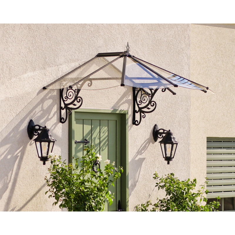 Palram - Canopia Lily Polycarbonate Clear Stationary Dome Door and Window Awning, 31.4" H x 72" W x 48" D