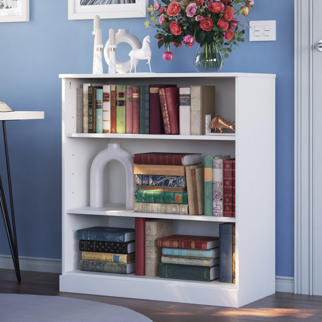 Leanardo 100% Solid Wood 32" Storage 3-Shelf Bookcase Ebern Designs 