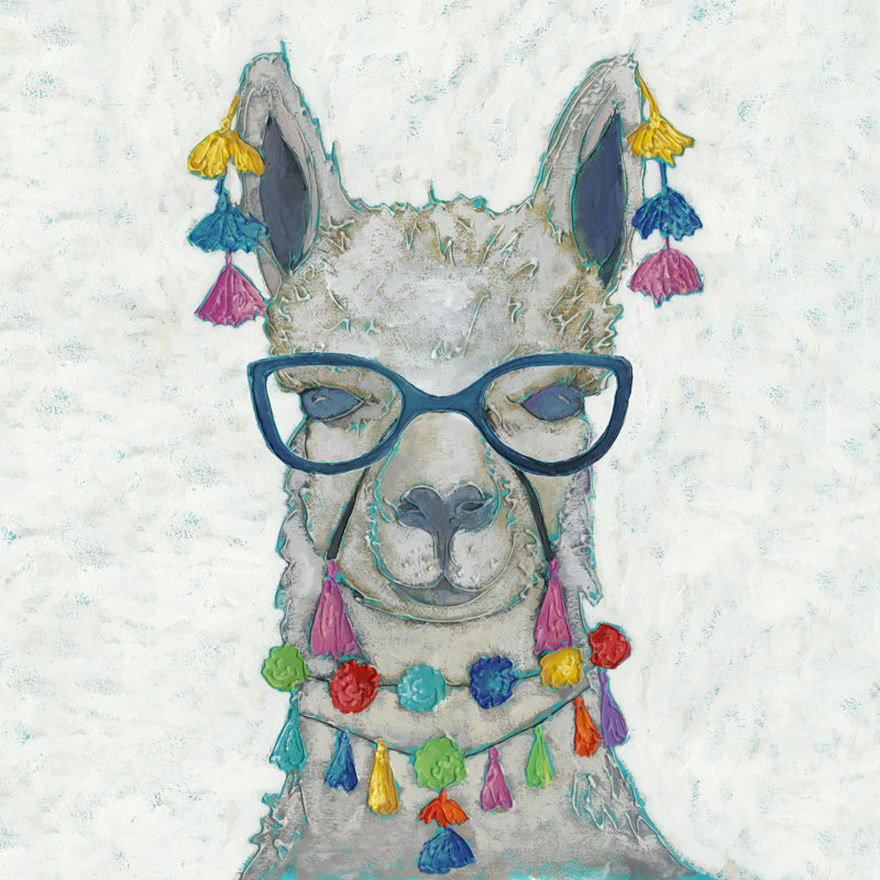 Llama Love With Glasses II by Chariklia Zarris - Wrapped Canvas Painting, 91cm H x 91cm W