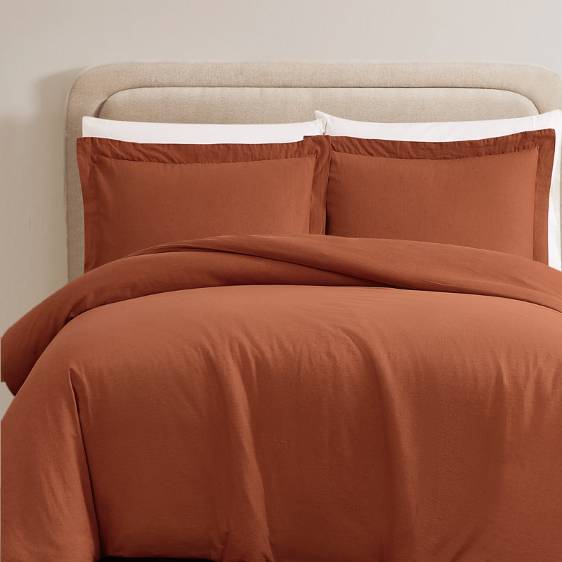 Ensemble de housse de couette de 3 pièces Nena, Housse de couette double / grand + 2 taies décora, rouille