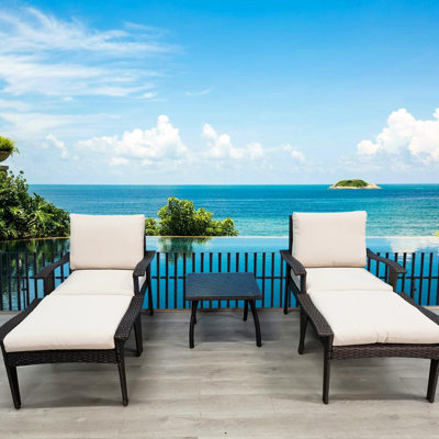 Chaise de patio avec coussins de siège lavables et élégantes chaises longues détachables
